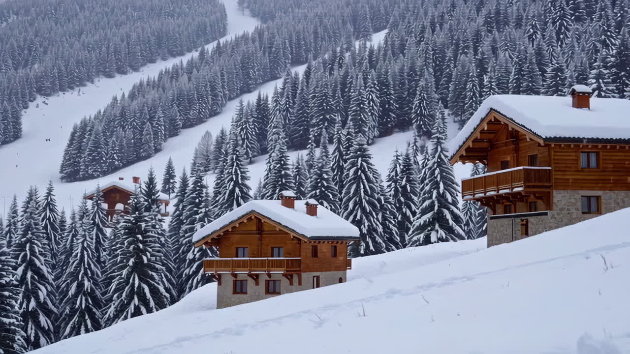 Snowy Alpine Village in Winter
