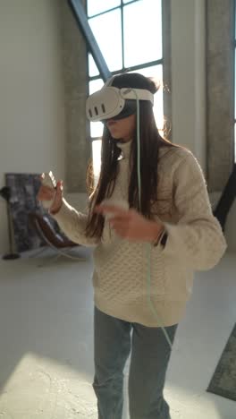 woman enjoying virtual reality experience