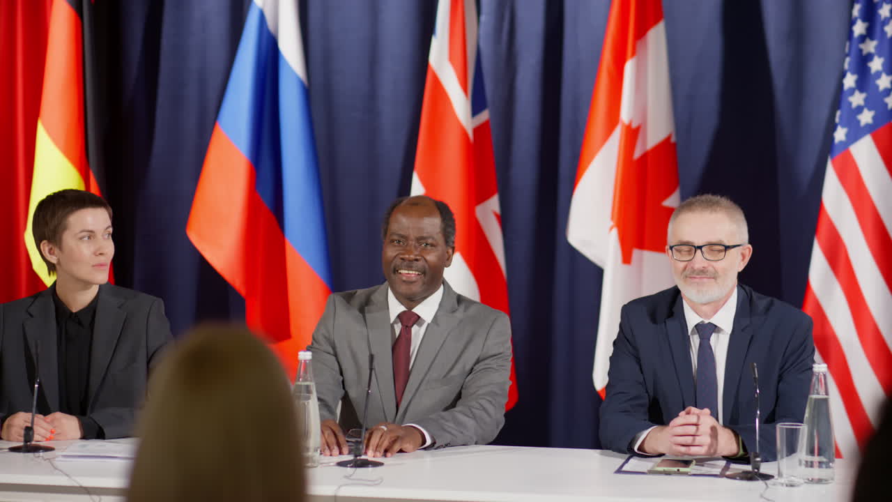 World Leaders Answering Questions during Press Conference