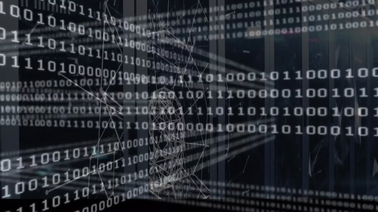 Animation of binary coding and data processing over computer servers