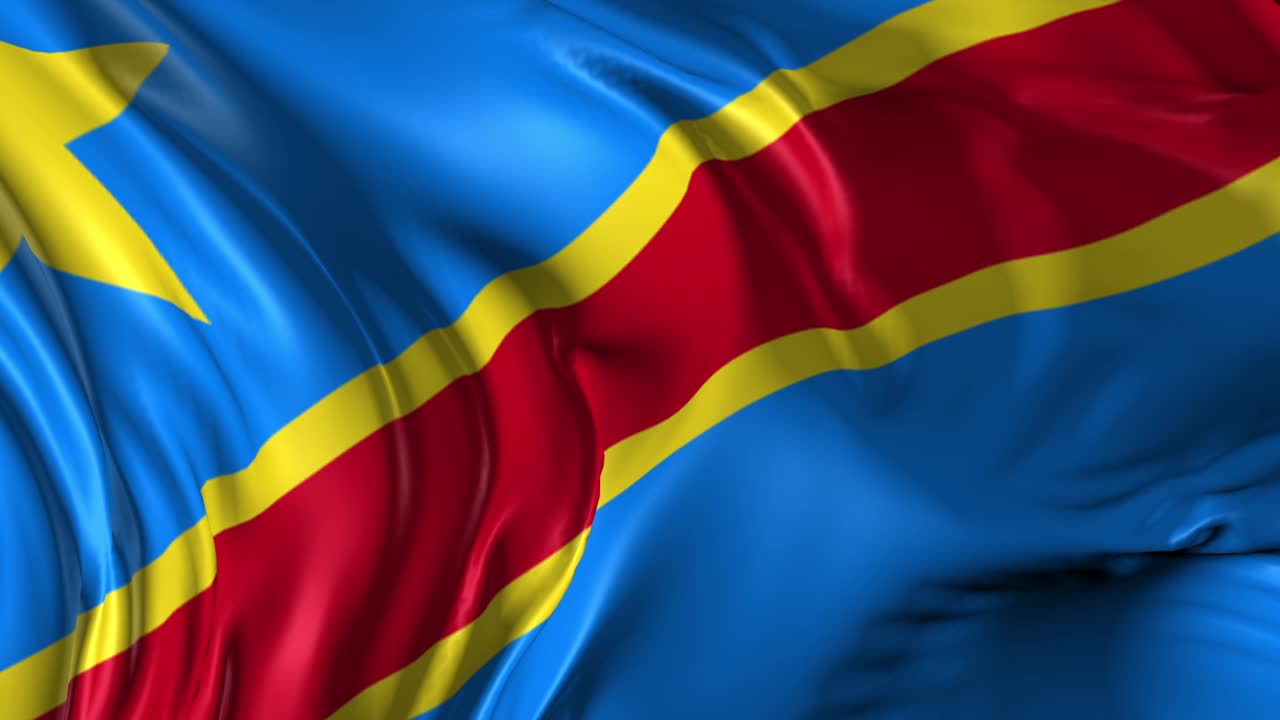 hermosa animación 3d de la bandera de la república democrática del congo en modo de bucle