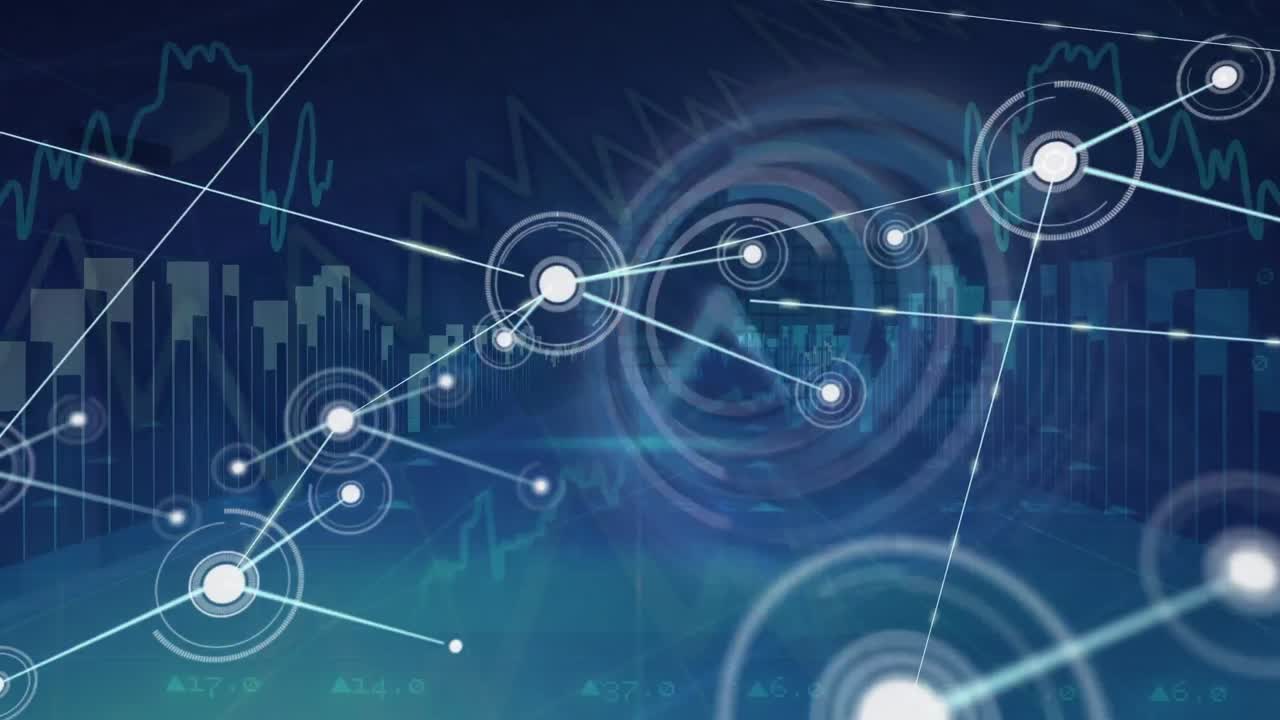 Animation of connections over graphs and blue background