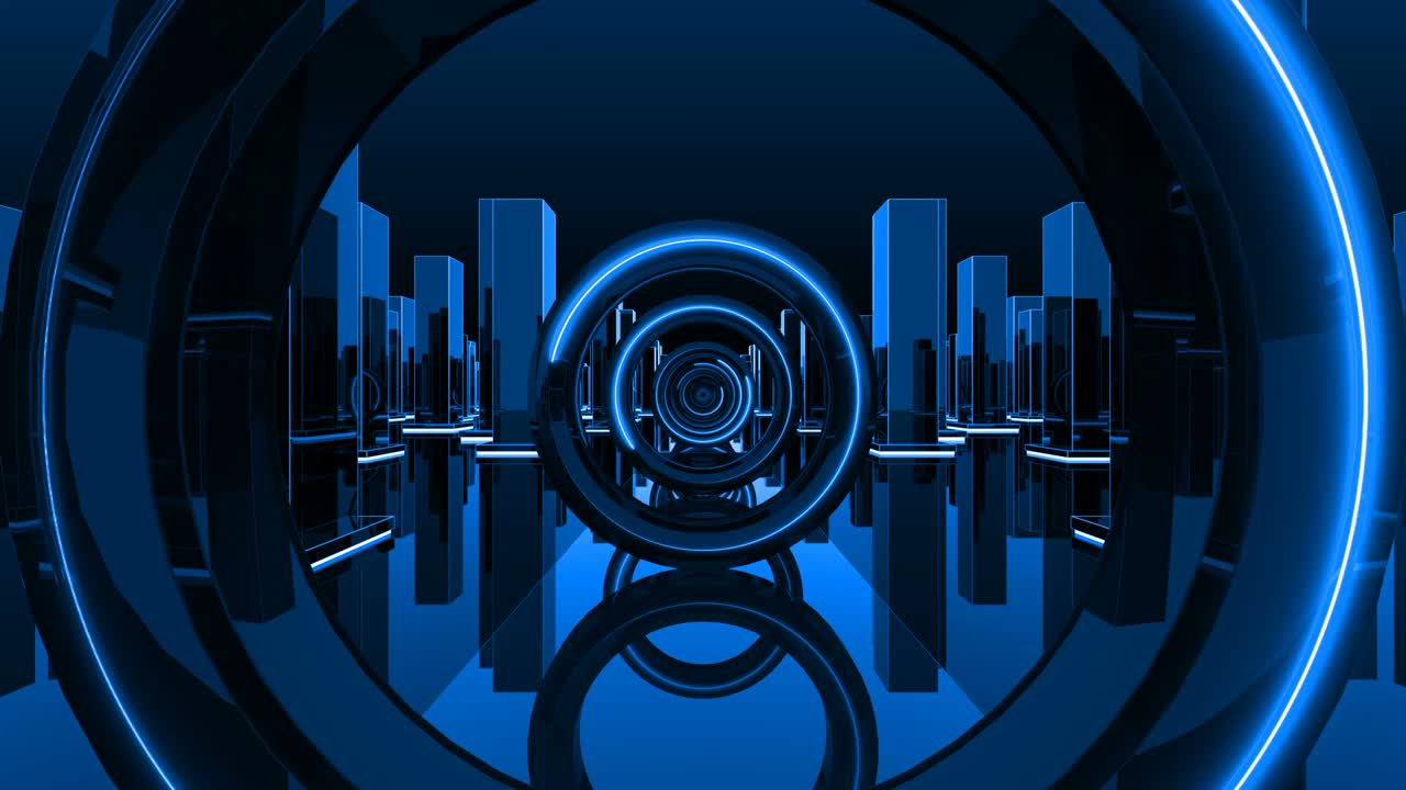 파란색 추상 루프 나이트 클럽 도시 배경 복도