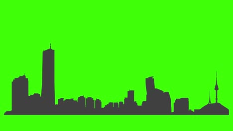 silhouette of seoul city icon popping up on the green screen