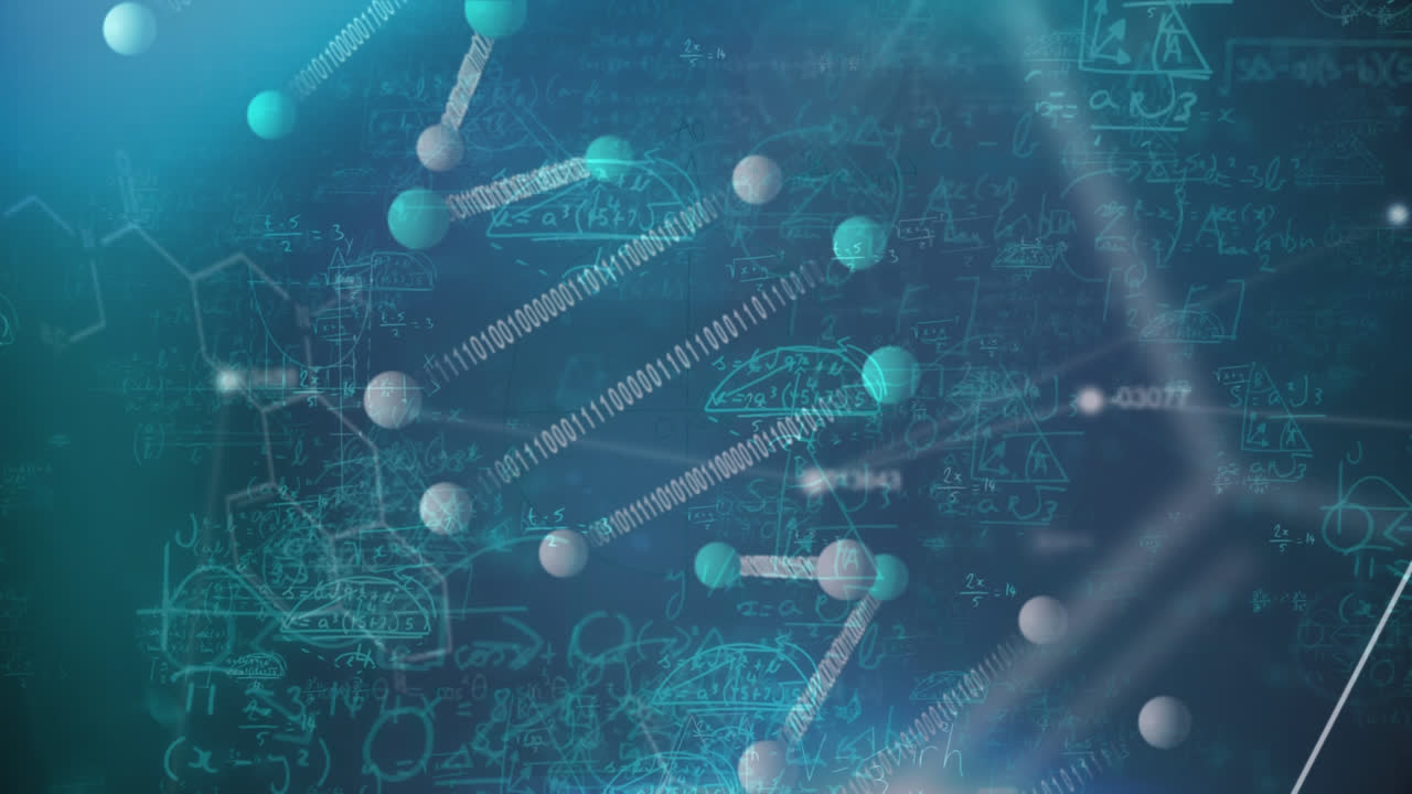 Animation of math equation with DNA and molecules