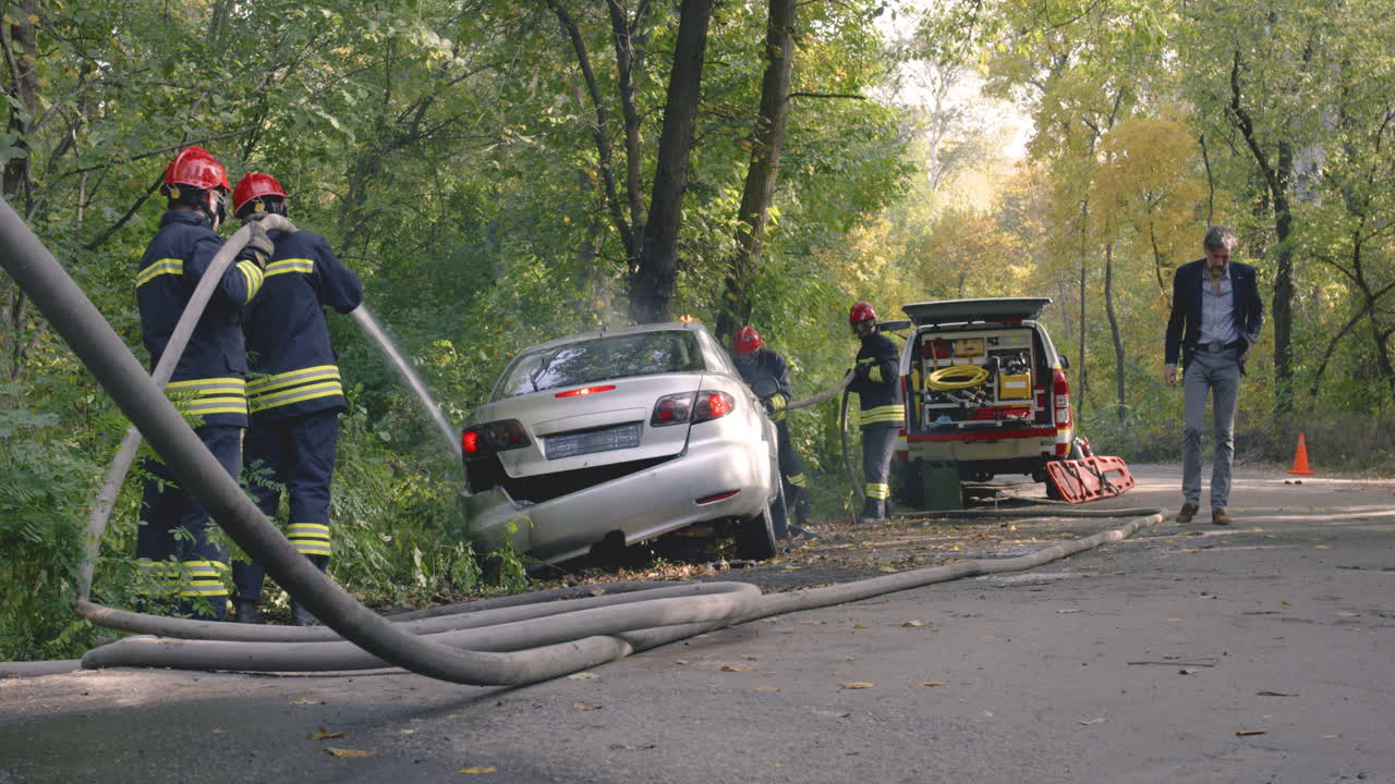 Car Accident and Firefighter Response