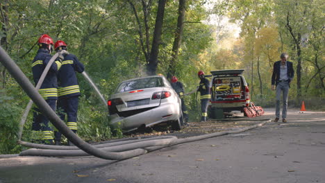 car accident and firefighter response