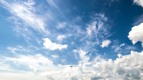 airplane fly by sunny day blue sky. video loop