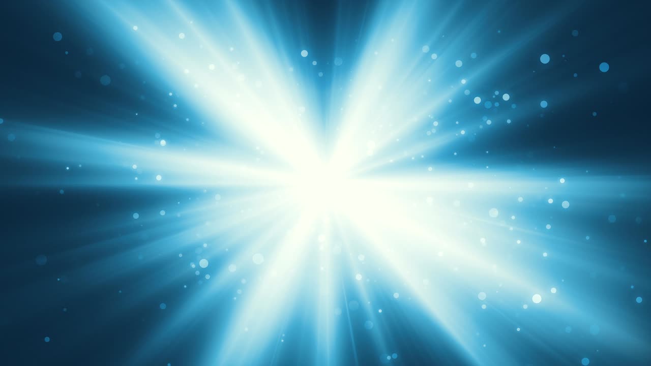 Blue Shining Rays With Particles Background