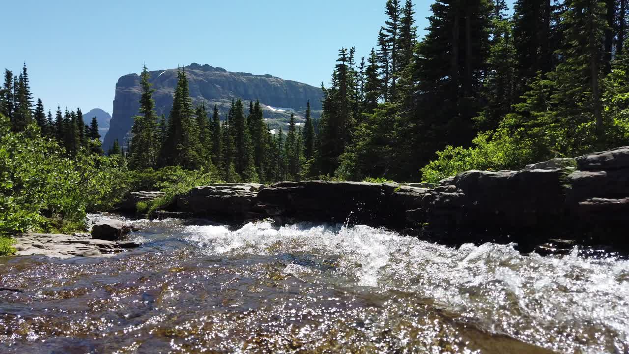 agua clara en un arroyo en el parque nacional glaciar, visitar montana, viajar por estados unidos