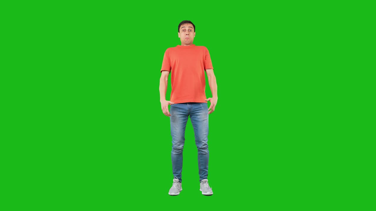 Man Making Disgusted or Funny Faces on Green Screen