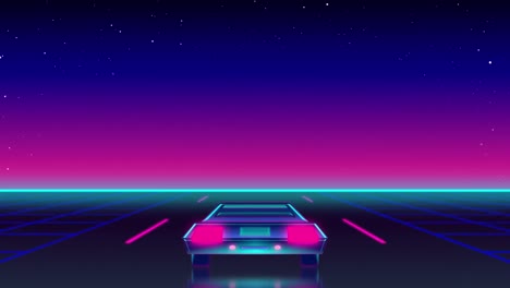 animation of road with blue and pink sky at night