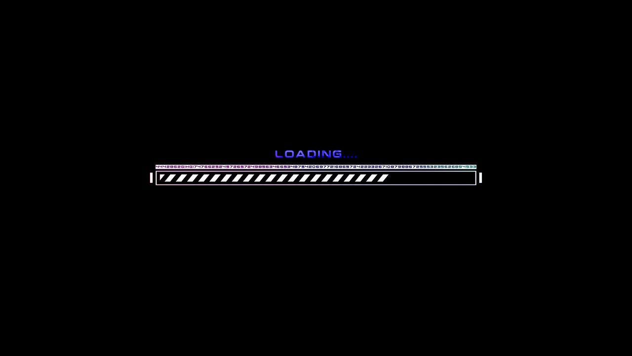 Digital Loading Progress Bar with Changing Colors on Black Screen