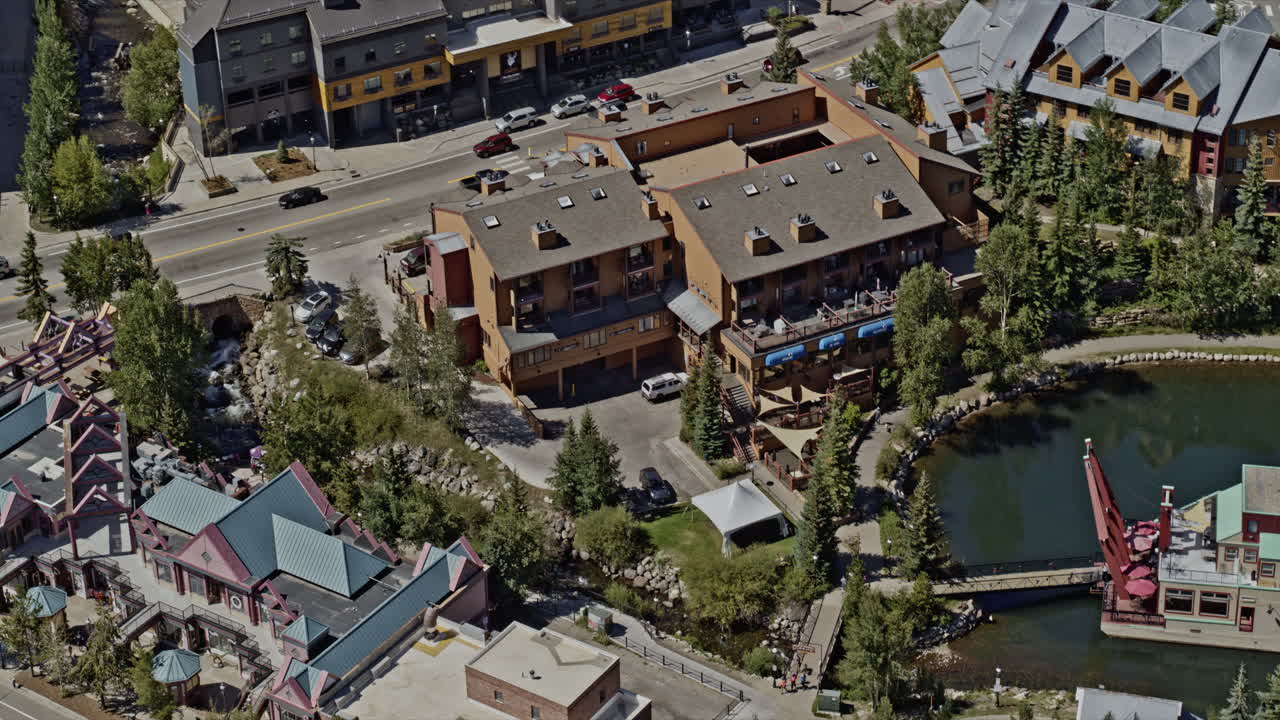 Breckenridge Colorado Aerial v14 birdseye view of hotels and lodges on lush mountain slopes - Shot on DJI Inspire 2, X7, 6k - August 2020