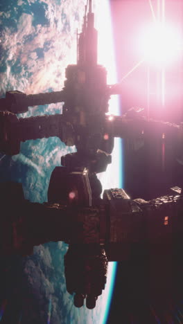 a futuristic space station orbits earth