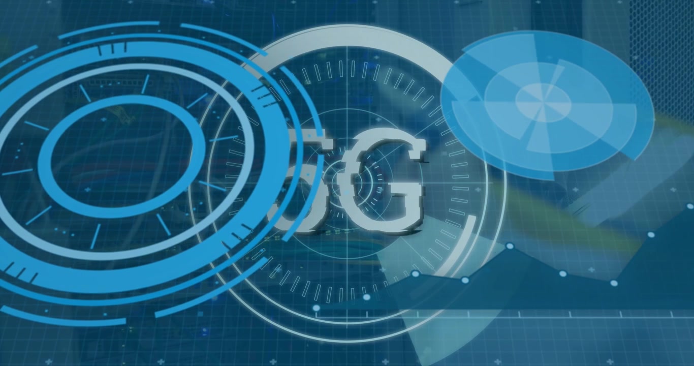 Concept de technologie de réseau 5G avec superposition de données numériques.