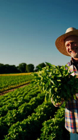 smiling farmer in a field
