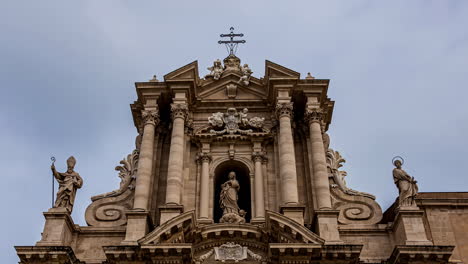 small but beautiful cathedral of noto city, time lapse view