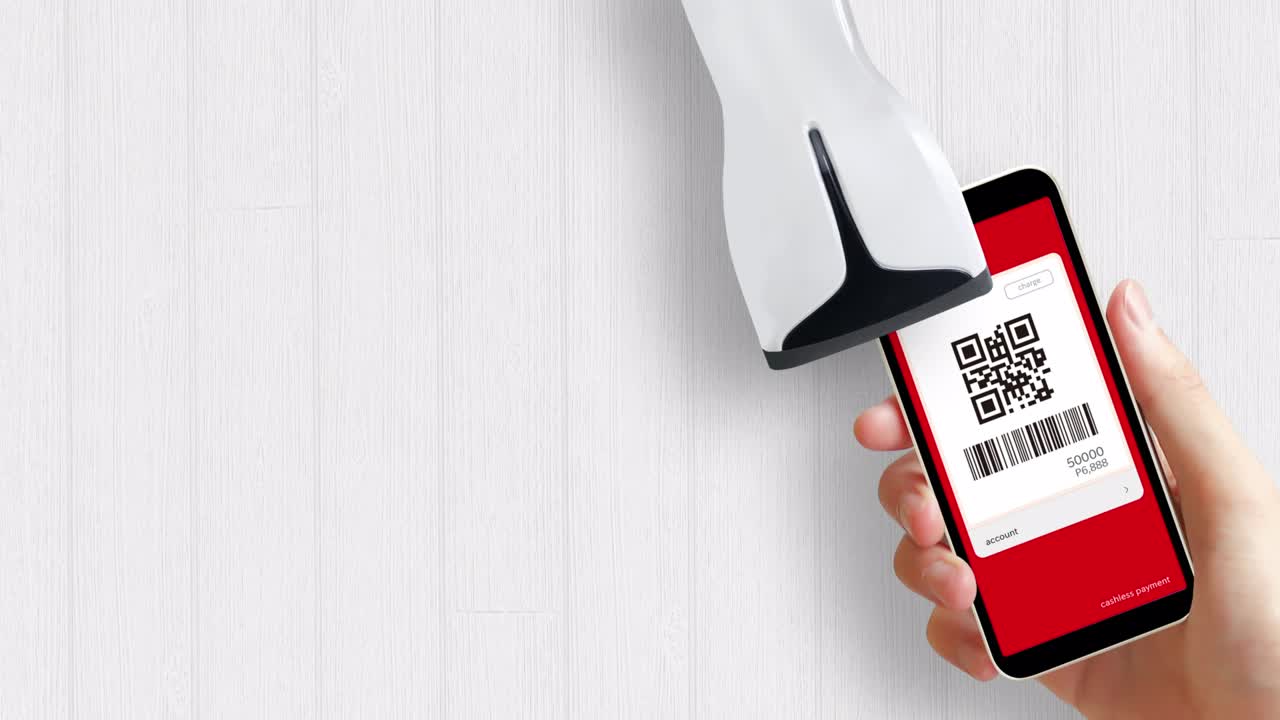 Video of cashless payment by reading codes
