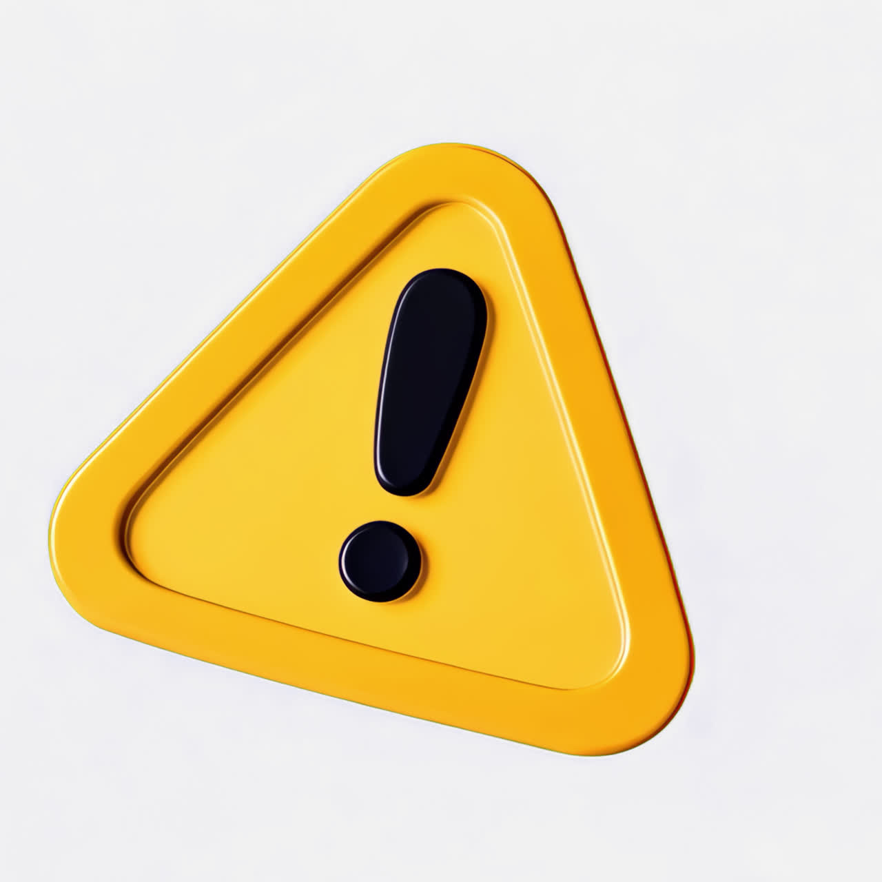 Yellow warning sign icon animation isolated asset, transparent 4K video, alpha channel, ProRes 4444