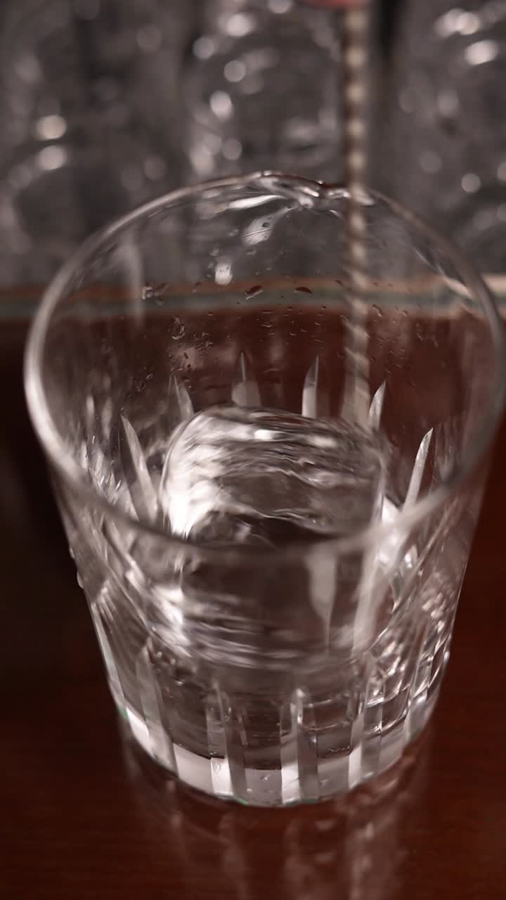 Cocktail Preparation with Stirring Rod