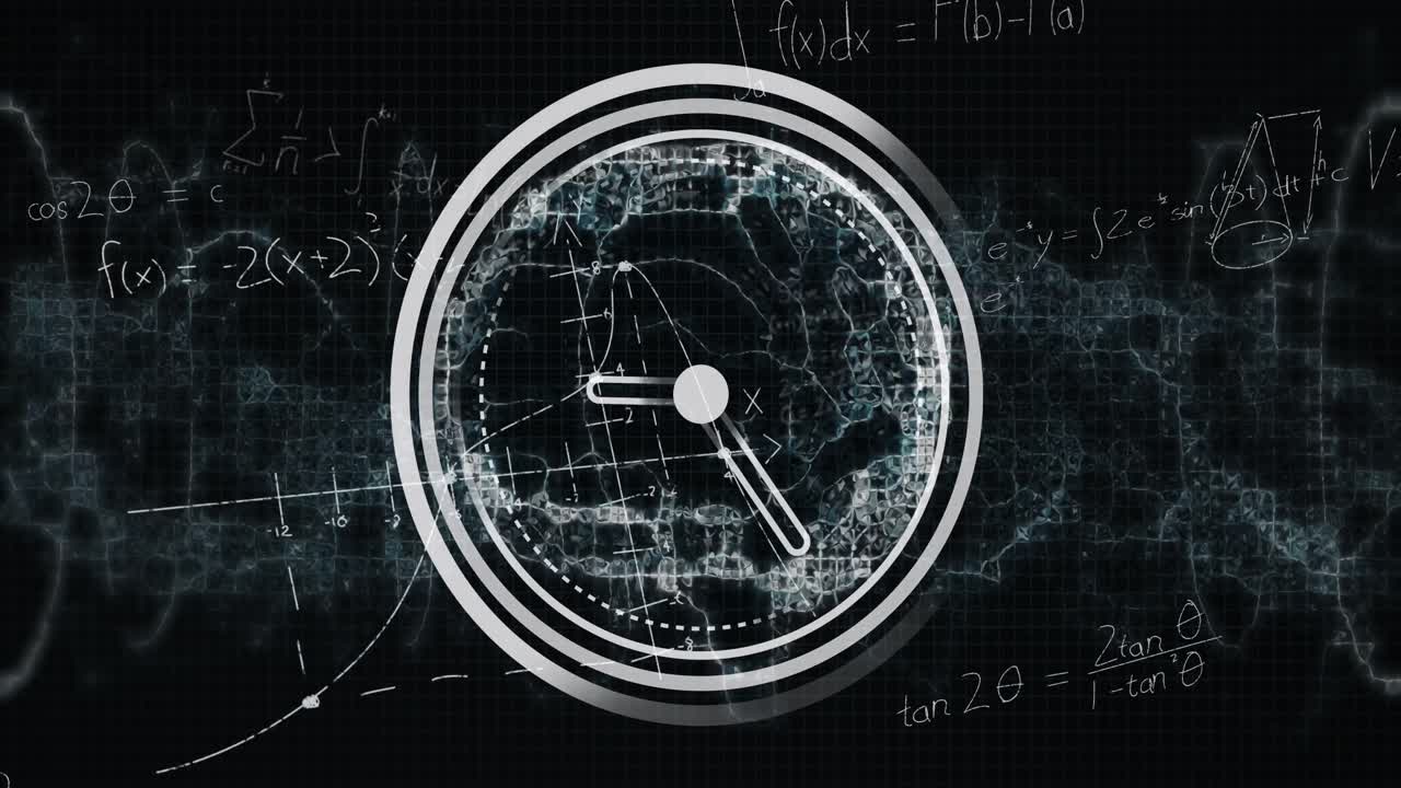 animación de un reloj moviéndose sobre ondas en fondo negro