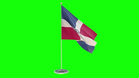 dominican republic 3d looping illustration of small flag pole on chroma key back