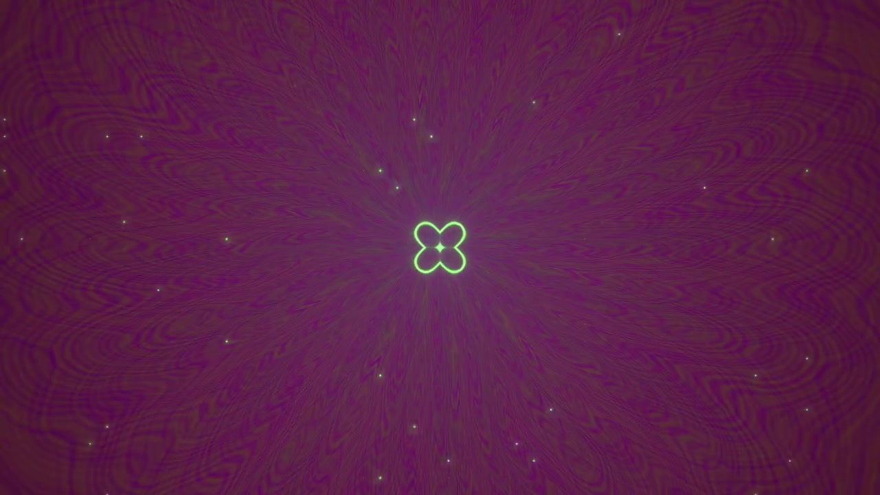 Forma geometrica al neon pulsante astratta su sfondo viola