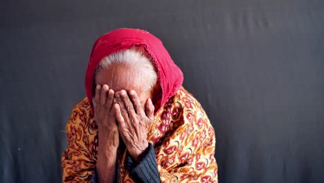 elderly woman in distress