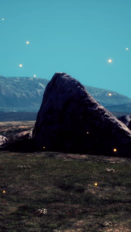un paisaje nocturno místico con estrellas brillantes