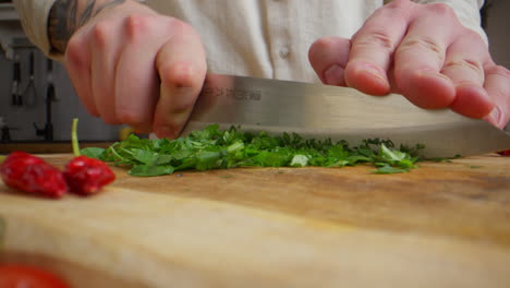 chopping parsley