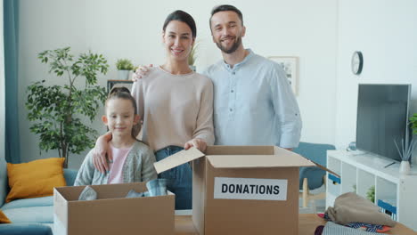 family donating items