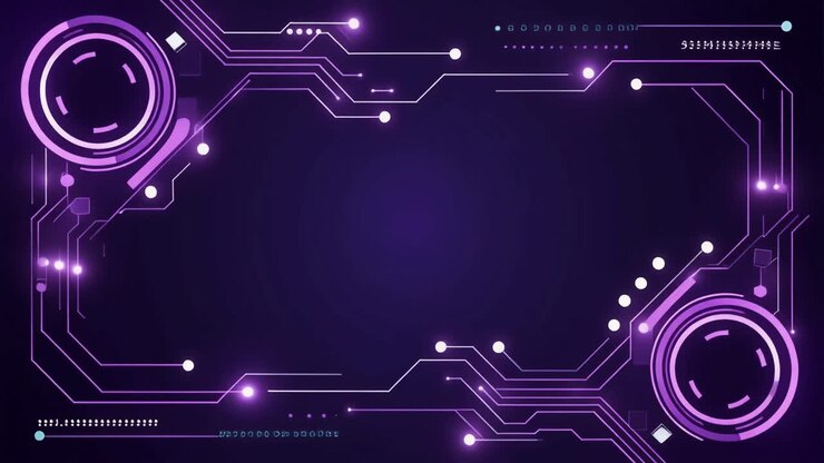 Animated Abstract Circuit Board with Glowing Purple Lines and Dots