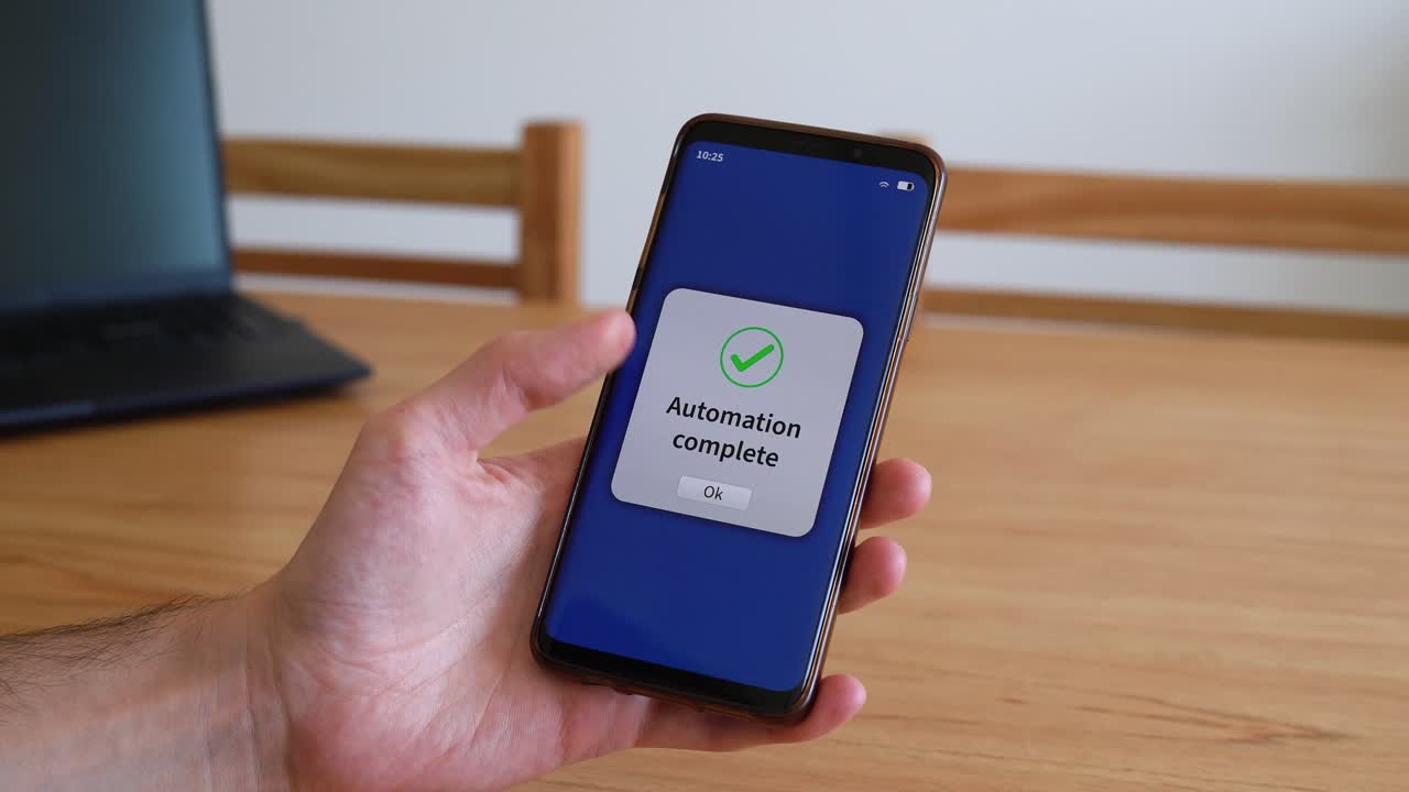 Automation process on smartphone. Concept of improving workflow with AI