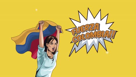 colombian woman waving flag character