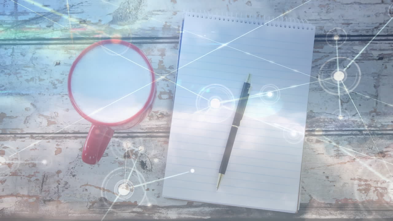 커피 컵과 노트북을 통해 연결 네트워크의 애니메이션