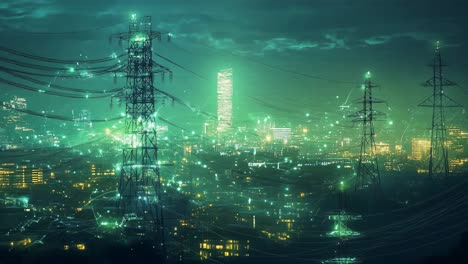 neon cityscape at night