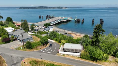 aerial of a vacant ferry terminal on whidbey island