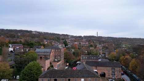 aerial footage of the market town centre of sowerby bridge