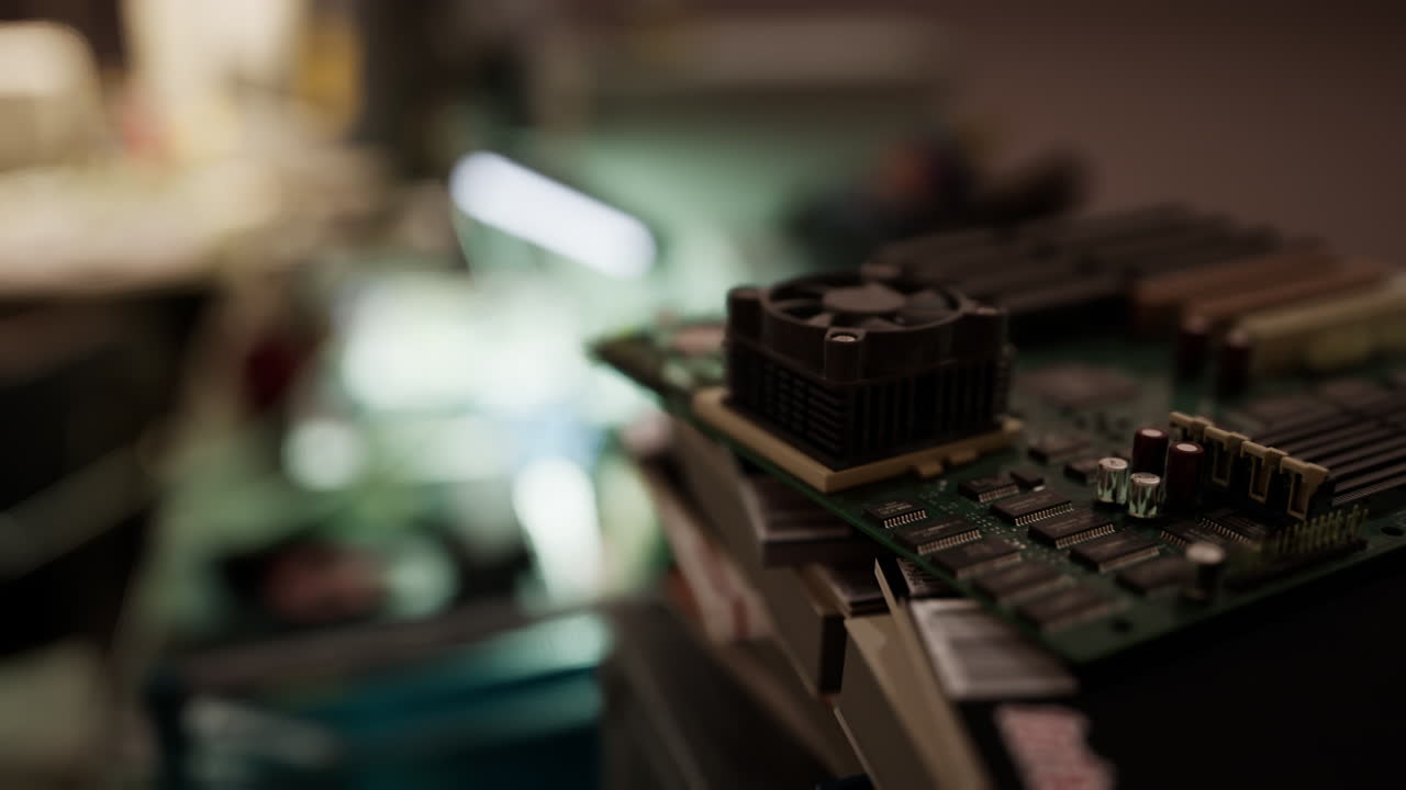 computadoras viejas de los años 80 en un centro de computación abandonado