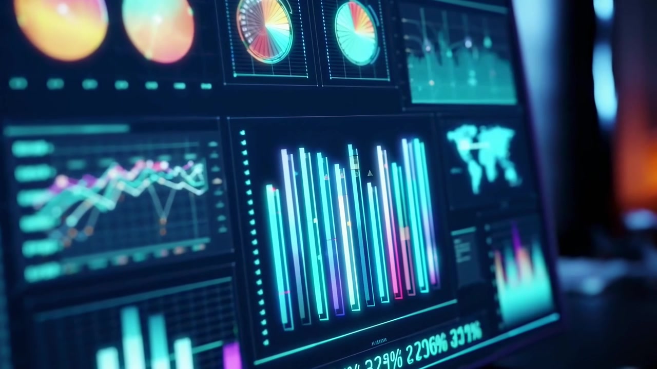 Futuristisk datavisualisering på en dataskjerm