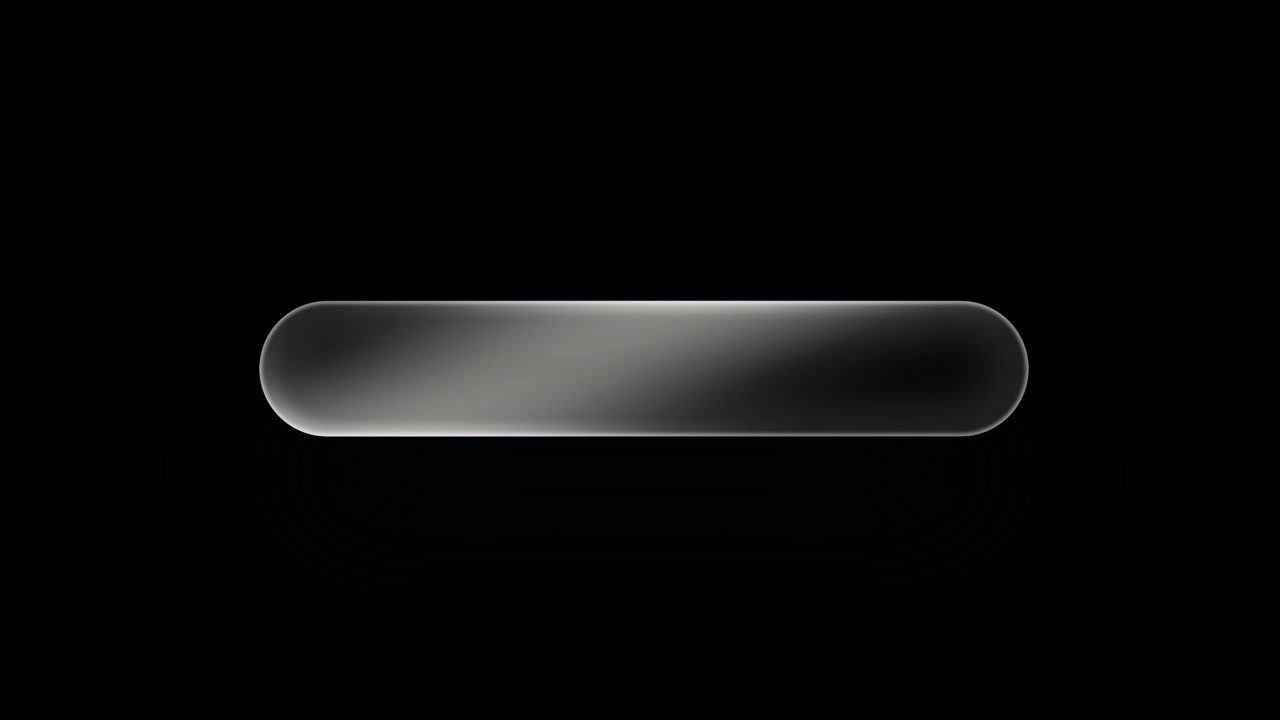 Minimalist Animated Glass Capsule Shape on Black Background