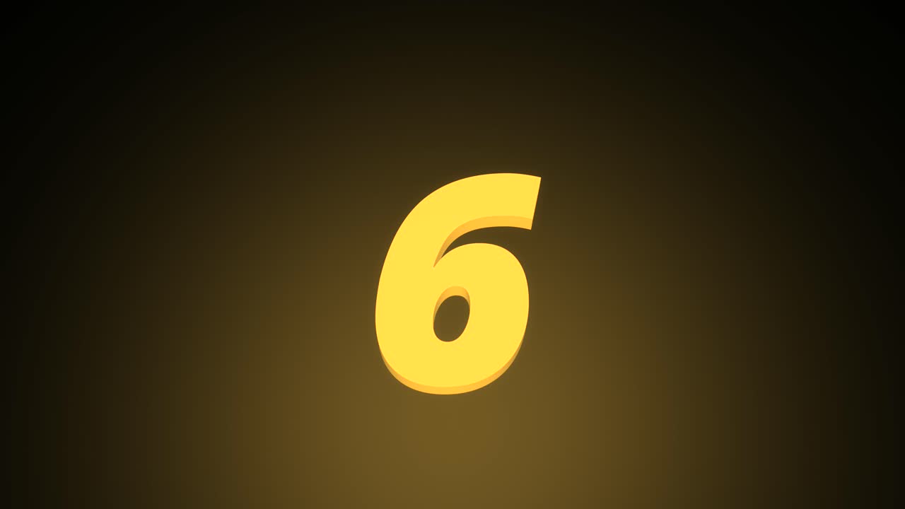 Animated 3D counter of gold numbers from zero to ten