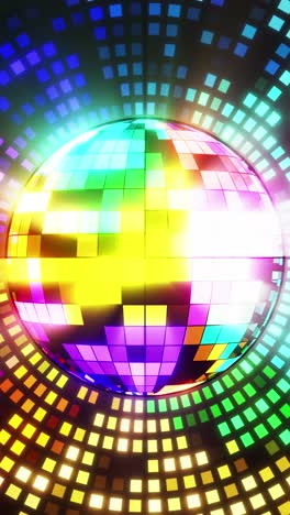 a bright disco ball with multicolored reflections on the wall. vertical looped video