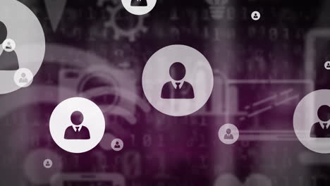 animación de iconos de medios sobre el procesamiento de datos