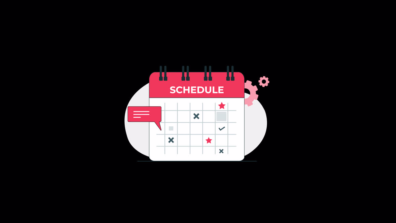 Animeret kalender med ikoner for tidsplan og opgavestyring