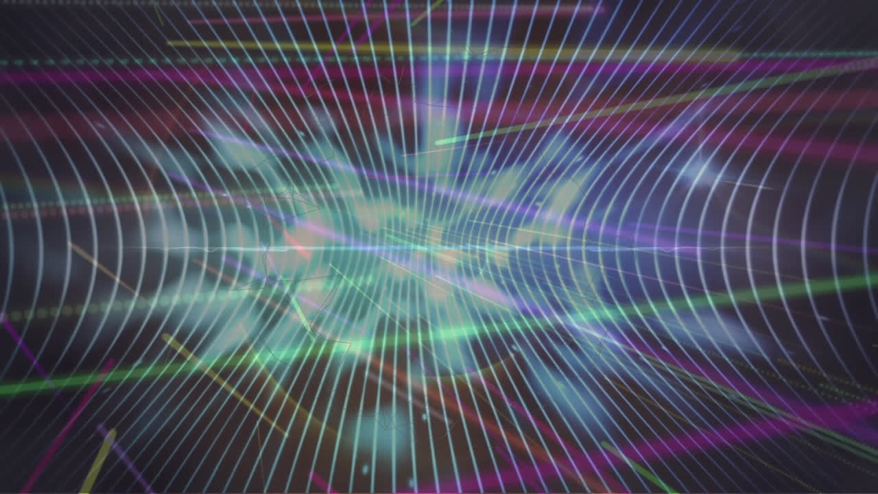 animazione della rete di connessioni e percorsi luminosi luminosi