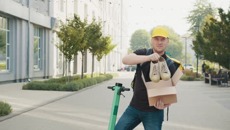 delivery person with shoes package