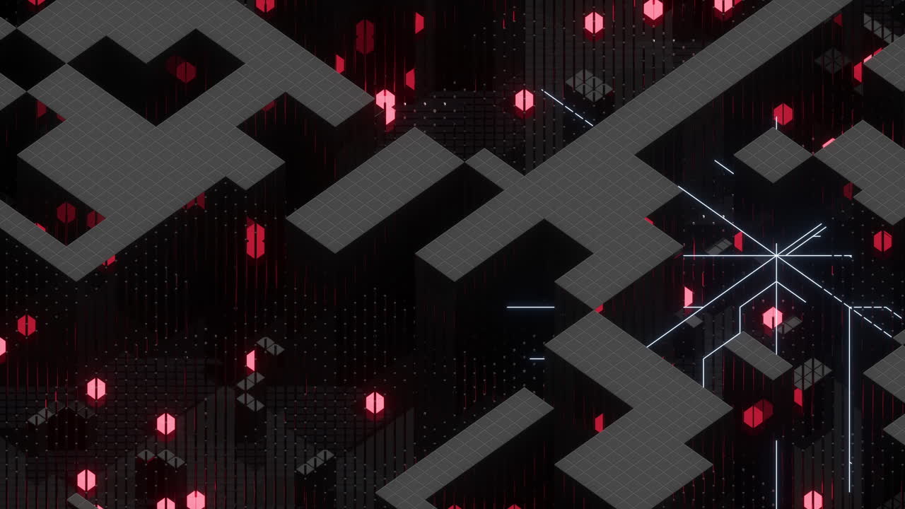 Cubes and abstract geometries, 3d rendering.