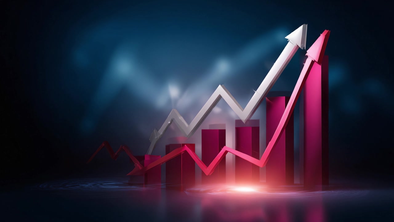 Dynamic Financial Metrics with Ascending Graphs Demonstrating Growth Trends Through 3D Charting and Visualizations Highlighting Positive Market Indications